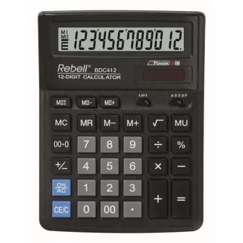REBELL RE-BDC412 BX stolni kalkulator 12 znamenki dvojno napajanje crni