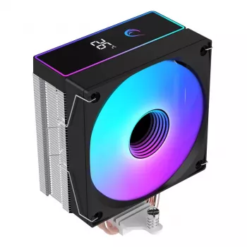 Rampage Octagon B70 CPU zračni hladnjak, 120 mm ARGB, prikaz temperature, crni
