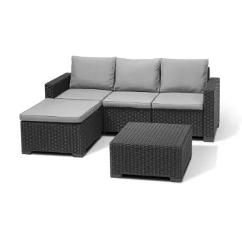 KETER vrtna kutna sofa i stol California Chaise Lounge sivi