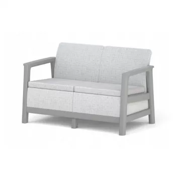 KETER vrtna sofa dvosjed Scandi Linea 2 Seater Sofa svijetlosiva/tamnosiva čelična