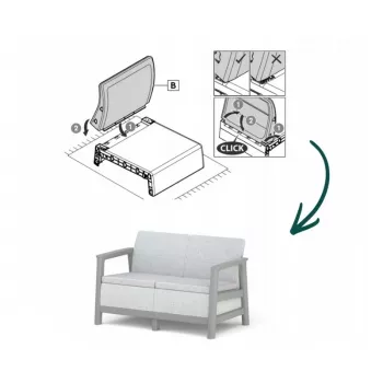KETER vrtna sofa dvosjed Scandi Linea 2 Seater Sofa svijetlosiva/tamnosiva čelična