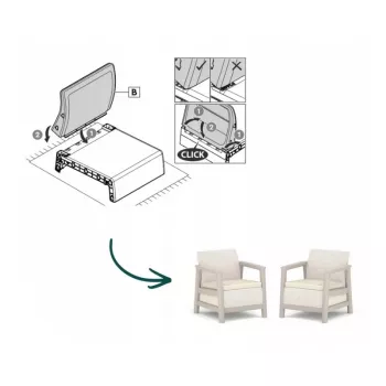KETER vrtne stolice 2 kom. Scandi Linea kamenosiva/svijetlobeige