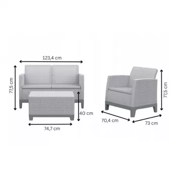 KETER vrtni set namještaja Scandi Forma 2 Seater Set kamenosivi/svijetlobeige