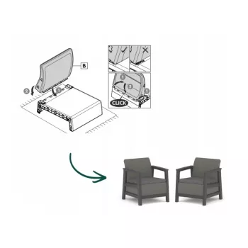 KETER vrtne stolice 2 kom. Scandi Linea sive