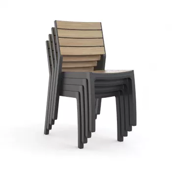 KETER vrtna stolica Deco Corale imitacija tikovine/siva