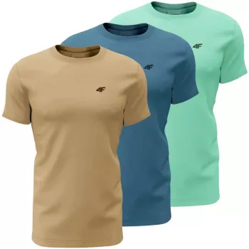 Muška majica 4F M4481, 3 kom, bež, plava, mint 4FWSS26TTSHM4481 91S 3XL