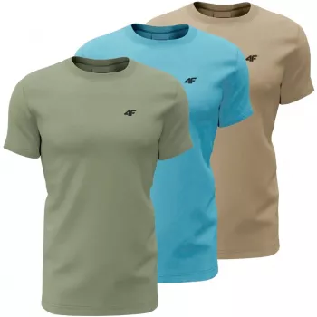Muška majica 4F M4481, 3 kom, zelena, plava, beige, 4FWSS26TTSHM4481 90S, 2XL