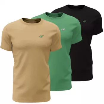 Muška majica 4F M4481, 3 kom, beige, zelena, crna, 4FWSS26TTSHM4481 92S, 4XL