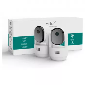 Arlo Essential 3 2K Pan-Tilt-Zoom unutarnja nadzorna kamera (paket od 2, bijela)