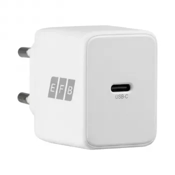 EFB Elektronik G201CE 20W USB-C GaN set zidnog punjača s 2m USB-C kabelom, PD3.0 i QC3.0, bijeli