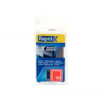 RAPID TOOLS Fine Wire Staples Type 53, 6 mm, Stainless Steel, Small Pack, Carded with Euro Hole, 1 pc (40109509)