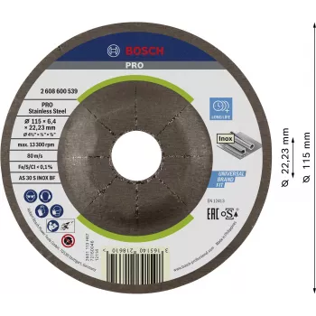 Bosch 2608600539 zaobljena brusna ploča 115 x 22,23 mm, 1 komad