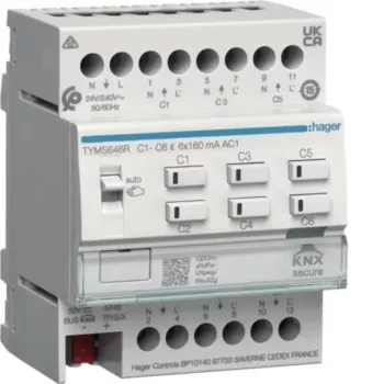 HAGER TYMS646R aktuator grijanja 6-kanalni KNX Secure s kontrolerom