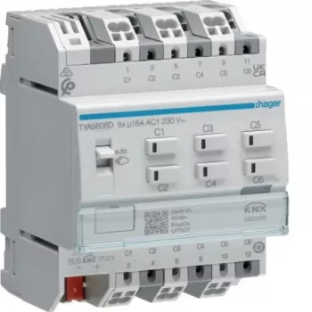 Hager TYAS606D KNX Secure prekidački/roleta aktuator 6/3-struki 16A C-teret