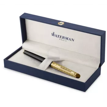 Waterman Hemisphere roller olovka, fina, sjajno crna s kromiranim ukrasima, poklon kutija, 2225136