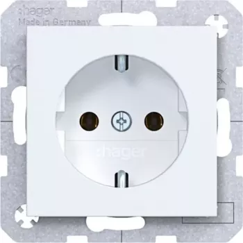 HAGER WAS1300WM SCHUKO Socket Outlet, Screw-Lift Terminals, Alpine White