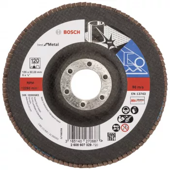 BOSCH X-LOCK lamelna brusna ploča 125 mm P120 cirkonijev oksid konusna za metal 2608607329