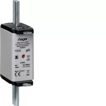 HAGER LNH1100MK NH1C 100A 500V gG Fuse Link with Top Indicator, Non-disconnectable