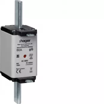 HAGER LNH2080MK NH Fuse Link 80A 500V gG Size 2C with Indicator