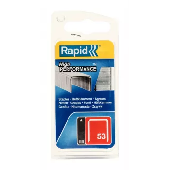 Rapid No. 53 Fine Wire Staples, 12 mm Leg Length, Galvanized Steel, 2500 Pack 40109505