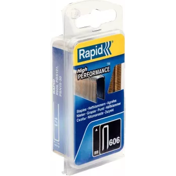 RAPID TOOLS Narrow Crown Staples Type 606, 12 mm, Small Pack, Galvanised Steel Wire, Resin-Coated Surface, 1 Piece 40109527