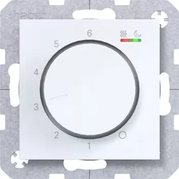 HAGER WAN5010WG sobni termostat 230V 16A okretni gumb s tipkalom grijanje