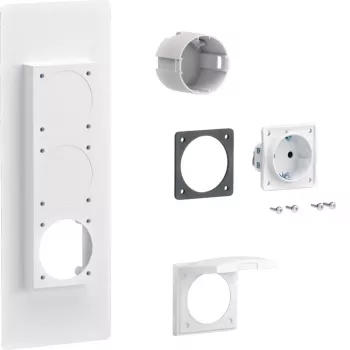 Hager universZ prirubno montirana Schuko utičnica, 1-struka, 250 V, 16 A, svijetlo siva ZY01SD