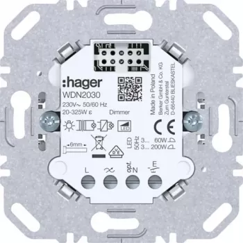HAGER WDN2030 univerzalni utisni modul za prigušivač, 1-struki, podžbukni, 230V, 300W/100W LED