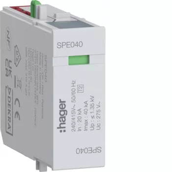 Hager SPE040 modul za zaštitu od prenapona L-N Uc 275V In 20kA Imax 40kA Up 1,35kV