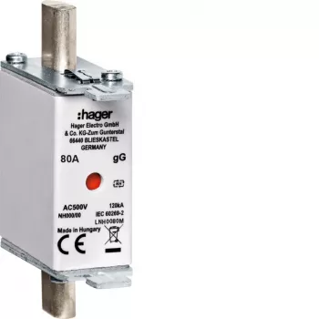 Hager LNH0080M NH000 500V gG 80A Fuse Link with Combination Indicator