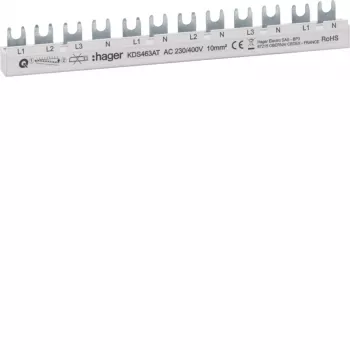 HAGER KDS463AT 4-polna 12-modulna sabirnica s iglama, 63 A, 230/400 V AC