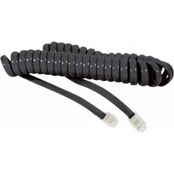 EXERTIS CONNECT Coiled Handset Cable, Black, Extended Length 2.0 m 936650