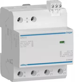 HAGER SPA412 kombinirani odvodnik prenapona tip 1+2+3, 12,5kA, TNS/TT, 4-polni, 230/400V