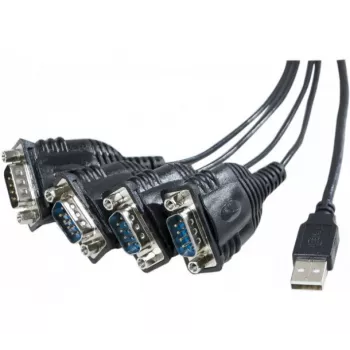 Exertis Connect USB na serijski adapter kabel, USB-A utikač na DB-9 utikač, 1,3 m, vijci s narezanom glavom, crni 040344