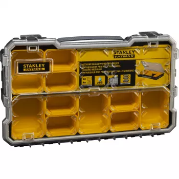 Stanley FatMax Pro-Stack organizator sitnih dijelova s 10 uklonjivih posuda, crno-žuti