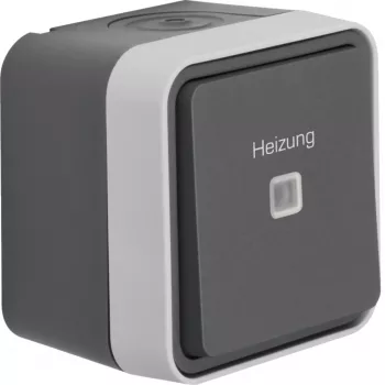 Hager WNC016 nadžbukni prekidač za grijanje s oznakom grijanja, IP55, sivi