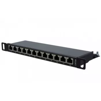 EXERTIS CONNECT Cat. 6A STP 10-inčni 0,5U 12-portni patch panel, crni 257312