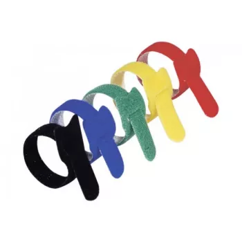 Exertis Connect set čičak vezica za kabele, 210 mm x 16 mm, 15 komada, 5 boja (crna, plava, zelena, žuta, crvena)
