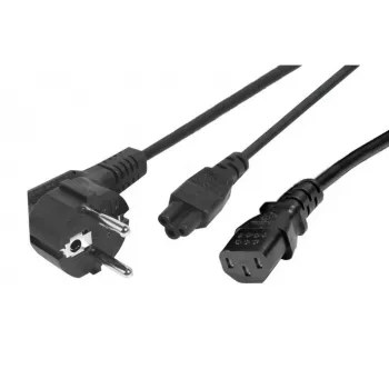 Exertis Connect razdjelnik strujnog kabela - CEE 7/7 utikač na IEC C5 i C13 utičnicu, 10A 250V, 1,2m glavni kabel / 0,6m ogranci, crni 808411