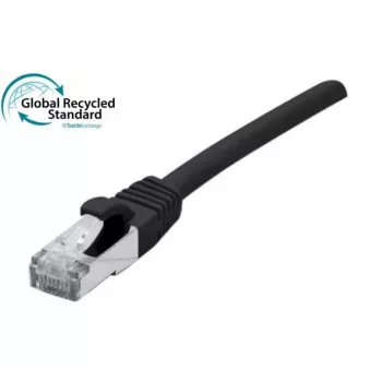 EXERTIS CONNECT Cat. 6A S/FTP Patch Cable, TPE, Halogen-Free, GRS-Certified, Snagless, Black, 0.5 m 854547