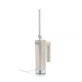 GRAEF EK508EU električni nož 180 W, oštrice od nehrđajućeg čelika, 2 valovite oštrice, ergonomska ručka, drveni blok za odlaganje, sigurnosni prekidač, kabel 1,2 m, bijeli