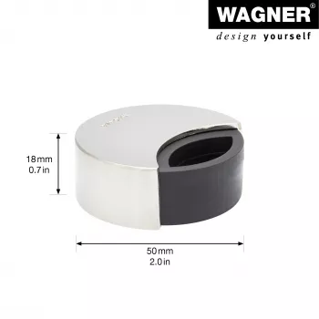 Wagner design yourself EH 5151 graničnik za vrata, cink tlačni lijev s gumenim odbojnikom, kromiran, Ø50 mm, za pričvršćivanje vijcima, srebrni 15515111