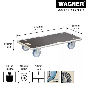 Wagner design yourself transportni valjak MM 1345, smeđi, 36,5 x 74,0 x 14,5 cm, do 300 kg (20134501)