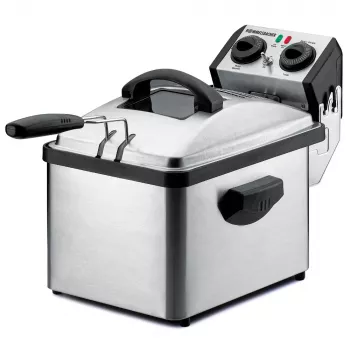 Rommelsbacher FRP 2135/E Rectangular Deep Fryer, 3.5 L Oil Capacity, Cool Zone Technology, Permanent Filter, Adjustable Thermostat, Timer, Stainless Steel