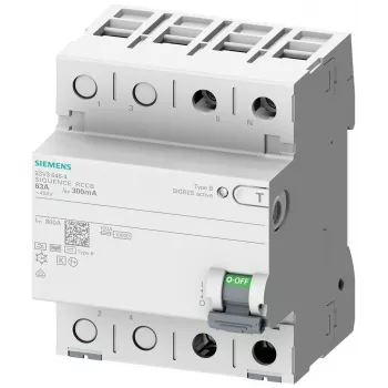 SIEMENS 5SV33224 zaštitni prekidač diferencijalne struje, tip B, 25 A, 30 mA, 230 V, 1+N, 4 TE, kratkotrajno odgođen