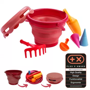 SCHILDKRÖT 7-in-1 Sand Toy Folding Bucket Set, Red 970245