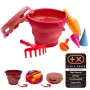SCHILDKRÖT 7-u-1 set pješčanih igračaka sa sklopivom kantom, crveni 970245