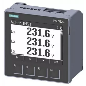 Siemens SENTRON PAC3220 mjerač snage, Modbus TCP, LCD, 96x96mm ugradnja u ploču, 690/400V AC, 24-60V DC pomoćni napon, vijčane stezaljke 7KM32201BA011EA0