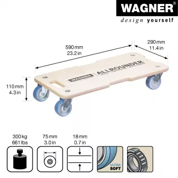 Wagner design yourself transportni valjak MM 1325 breza 590 x 290 x 110 mm do 300 kg (20132501)