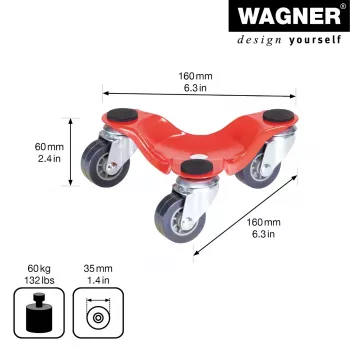 Wagner design yourself transportni valjak MM 1193 crveni 160 x 160 x 60 mm, nosivost 60 kg, 4 okretna kotača (20119301)